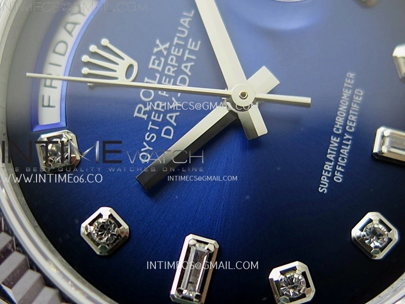 Day Date 128239 Gain Weight SS QF 1:1 Best Edition Blue Dial Diamond Markers on SS President Bracelet
