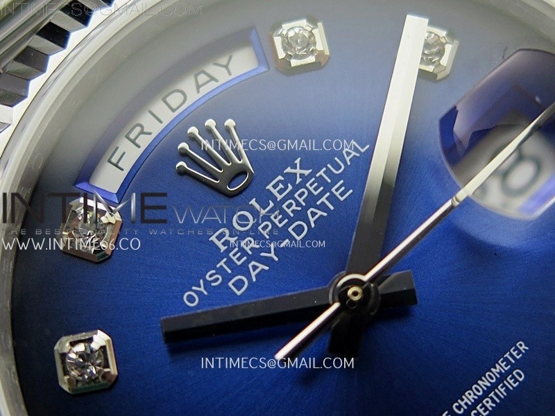 Day Date 128239 Gain Weight SS QF 1:1 Best Edition Blue Dial Diamond Markers on SS President Bracelet