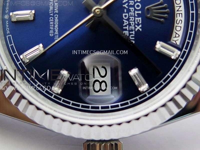 Day Date 128239 Gain Weight SS QF 1:1 Best Edition Blue Dial Diamond Markers on SS President Bracelet
