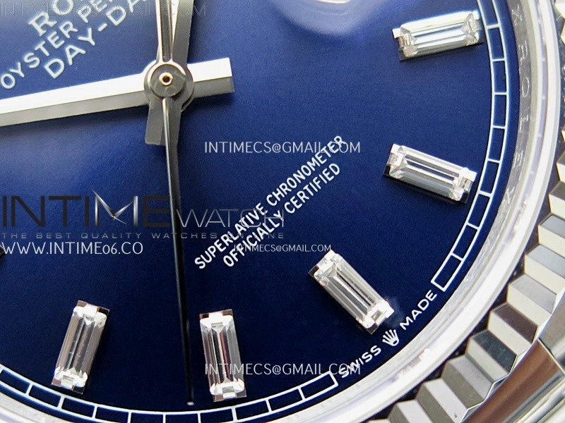 Day Date 128239 Gain Weight SS QF 1:1 Best Edition Blue Dial Diamond Markers on SS President Bracelet