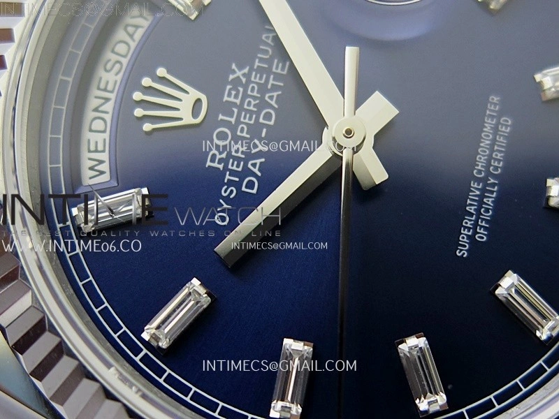Day Date 128239 Gain Weight SS QF 1:1 Best Edition Blue Dial Diamond Markers on SS President Bracelet