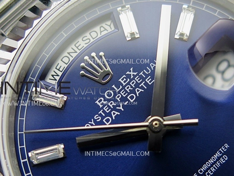 Day Date 128239 Gain Weight SS QF 1:1 Best Edition Blue Dial Diamond Markers on SS President Bracelet