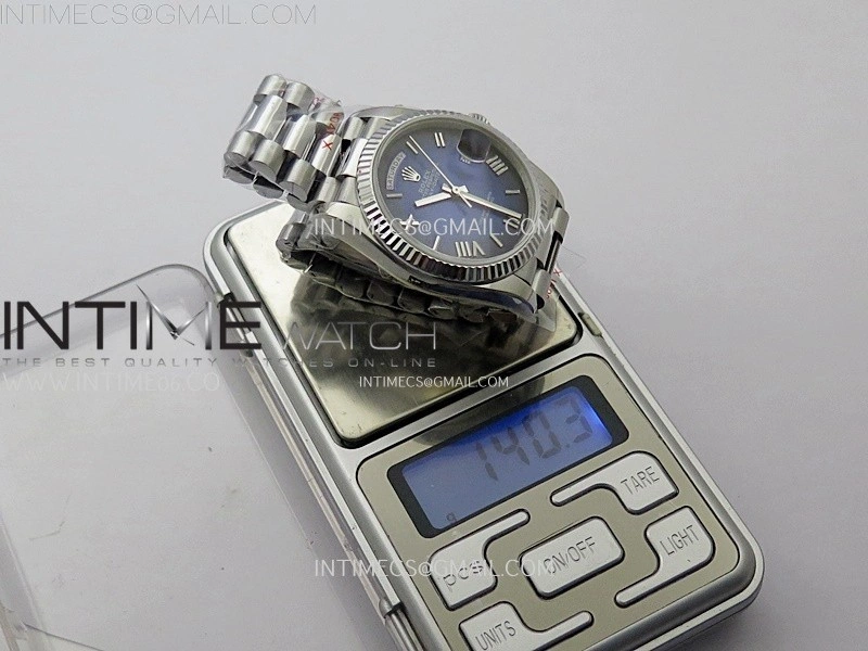 Day Date 128239 Gain Weight SS QF 1:1 Best Edition Gray Dial Diamond Markers on SS President Bracelet