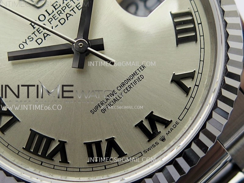 Day Date 128239 Gain Weight SS QF 1:1 Best Edition Silver Dial Roman Markers on SS President Bracelet