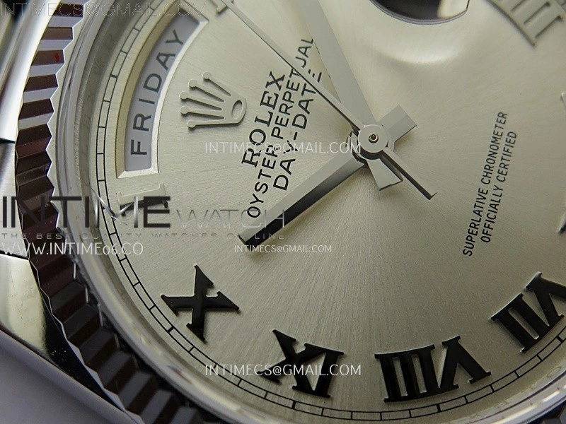 Day Date 128239 Gain Weight SS QF 1:1 Best Edition Silver Dial Roman Markers on SS President Bracelet
