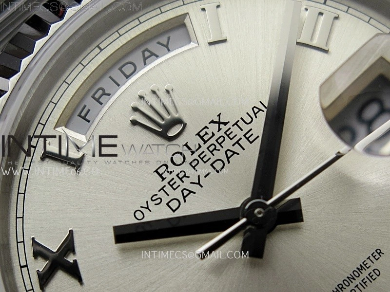 Day Date 128239 Gain Weight SS QF 1:1 Best Edition Silver Dial Roman Markers on SS President Bracelet