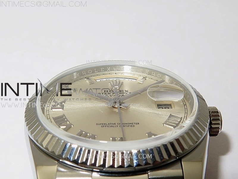 Day Date 128239 Gain Weight SS QF 1:1 Best Edition Silver Dial Roman Markers on SS President Bracelet