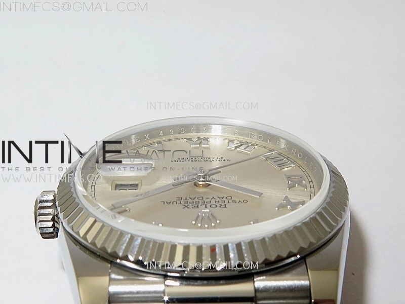 Day Date 128239 Gain Weight SS QF 1:1 Best Edition Silver Dial Roman Markers on SS President Bracelet