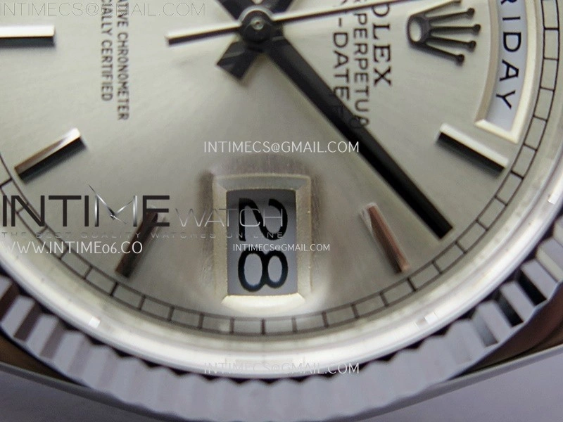 Day Date 128239 Gain Weight SS QF 1:1 Best Edition Silver Dial Stick Markers on SS President Bracelet