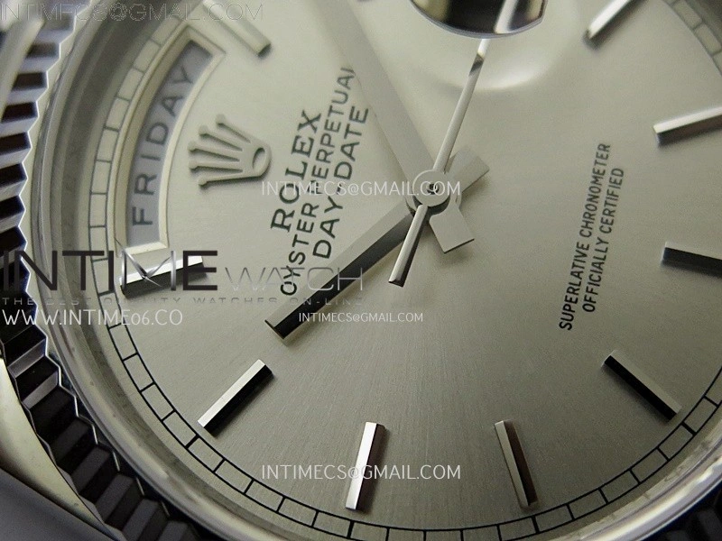 Day Date 128239 Gain Weight SS QF 1:1 Best Edition Silver Dial Stick Markers on SS President Bracelet