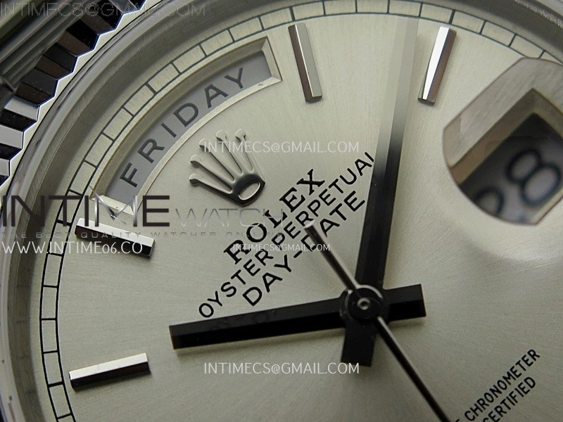 Day Date 128239 Gain Weight SS QF 1:1 Best Edition Silver Dial Stick Markers on SS President Bracelet