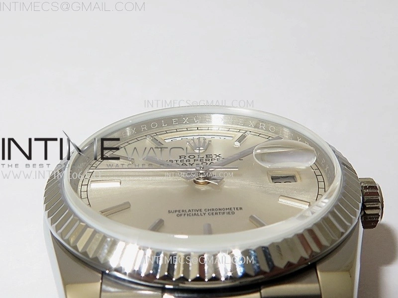 Day Date 128239 Gain Weight SS QF 1:1 Best Edition Silver Dial Stick Markers on SS President Bracelet