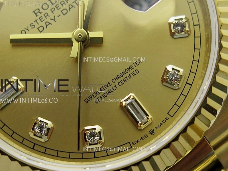 Day Date 128238 Gain Weight YG QF 1:1 Best Edition Gold Dial Diamond Markers on YG President Bracelet