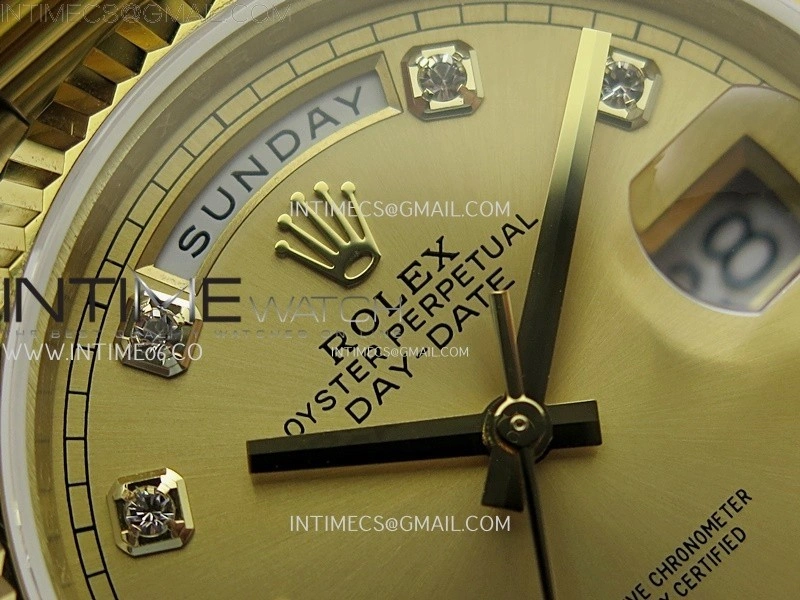 Day Date 128238 Gain Weight YG QF 1:1 Best Edition Gold Dial Diamond Markers on YG President Bracelet