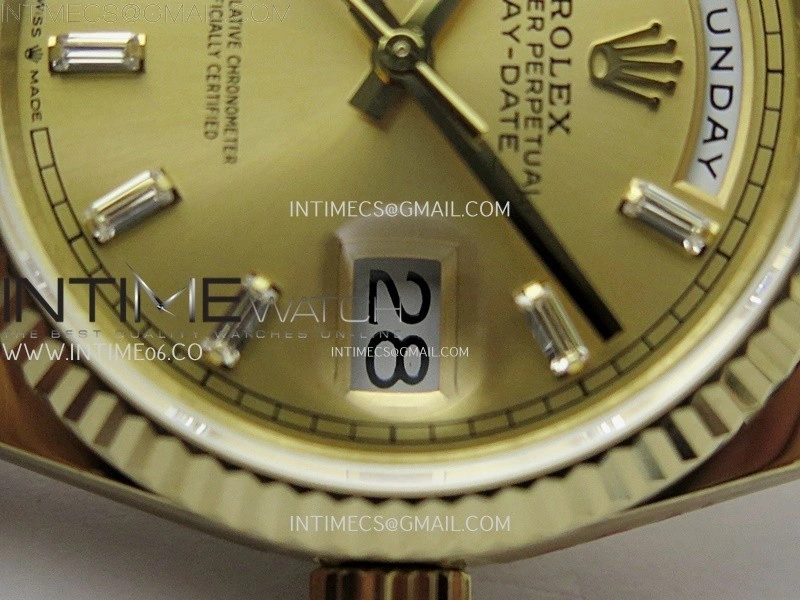 Day Date 128238 Gain Weight YG QF 1:1 Best Edition Gold Dial Diamond Markers on YG President Bracelet