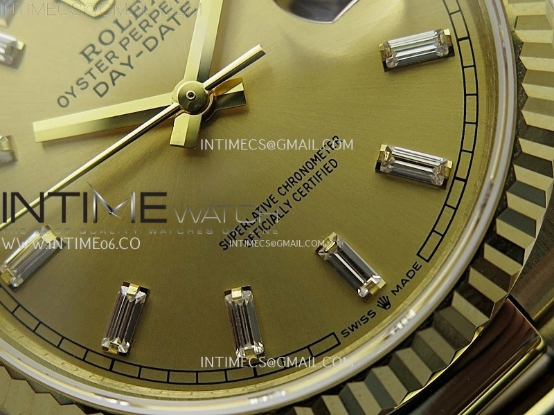 Day Date 128238 Gain Weight YG QF 1:1 Best Edition Gold Dial Diamond Markers on YG President Bracelet