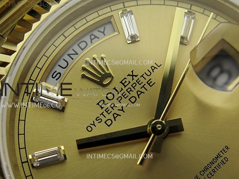 Day Date 128238 Gain Weight YG QF 1:1 Best Edition Gold Dial Diamond Markers on YG President Bracelet