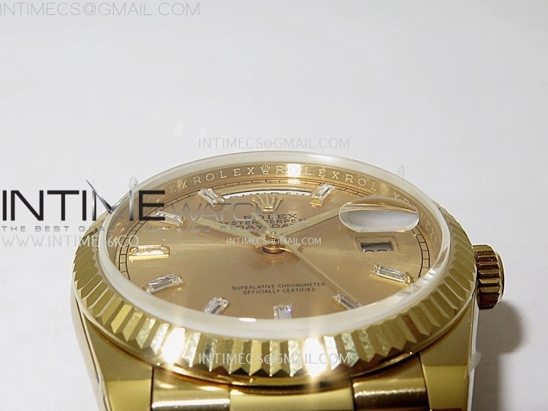 Day Date 128238 Gain Weight YG QF 1:1 Best Edition Gold Dial Diamond Markers on YG President Bracelet