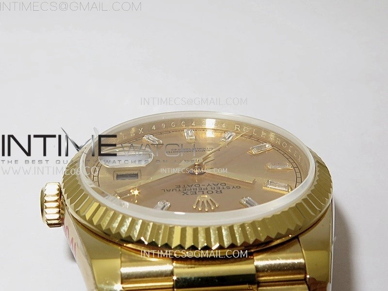 Day Date 128238 Gain Weight YG QF 1:1 Best Edition Gold Dial Diamond Markers on YG President Bracelet