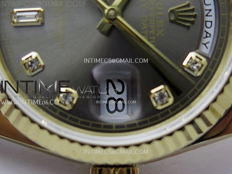 Day Date 128238 Gain Weight YG QF 1:1 Best Edition Gray Dial Diamond Markers on YG President Bracelet