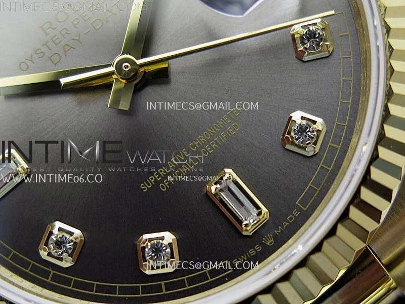 Day Date 128238 Gain Weight YG QF 1:1 Best Edition Gray Dial Diamond Markers on YG President Bracelet