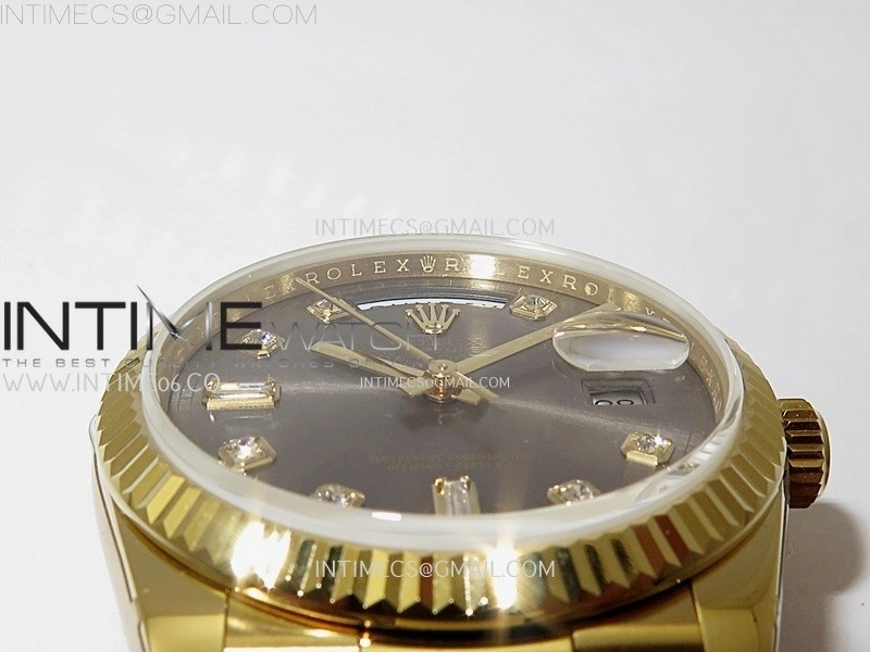 Day Date 128238 Gain Weight YG QF 1:1 Best Edition Gray Dial Diamond Markers on YG President Bracelet
