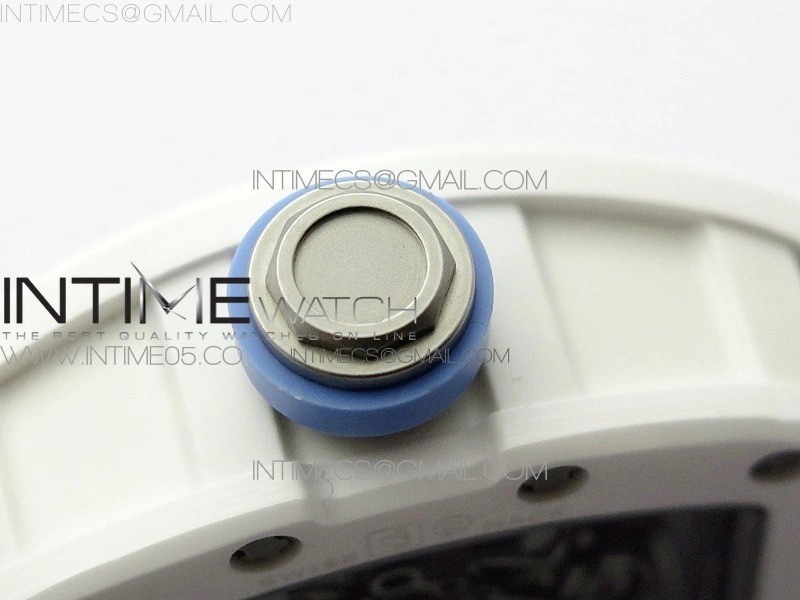 RM055 White Ceramic KVF Best Edition Skeleton Dial on Blue Rubber Strap MIYOTA8215 V3
