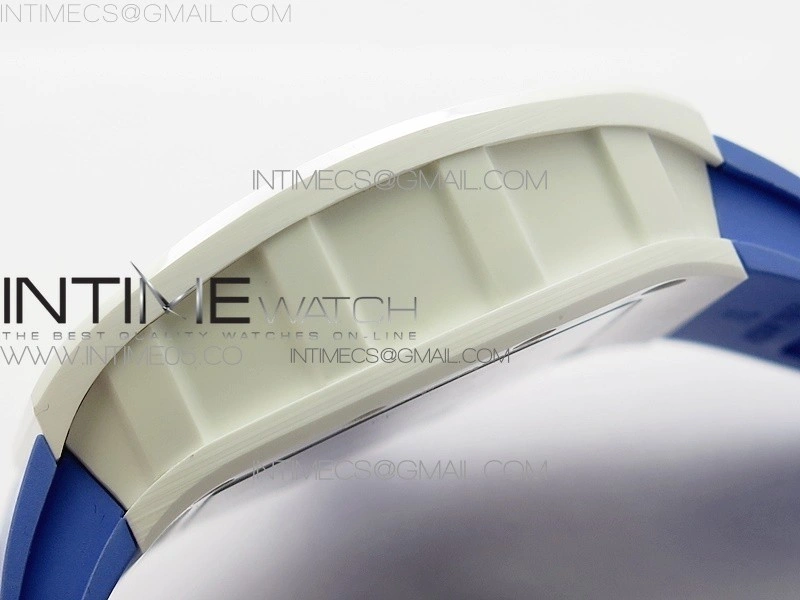 RM055 White Ceramic KVF Best Edition Skeleton Dial on Blue Rubber Strap MIYOTA8215 V3
