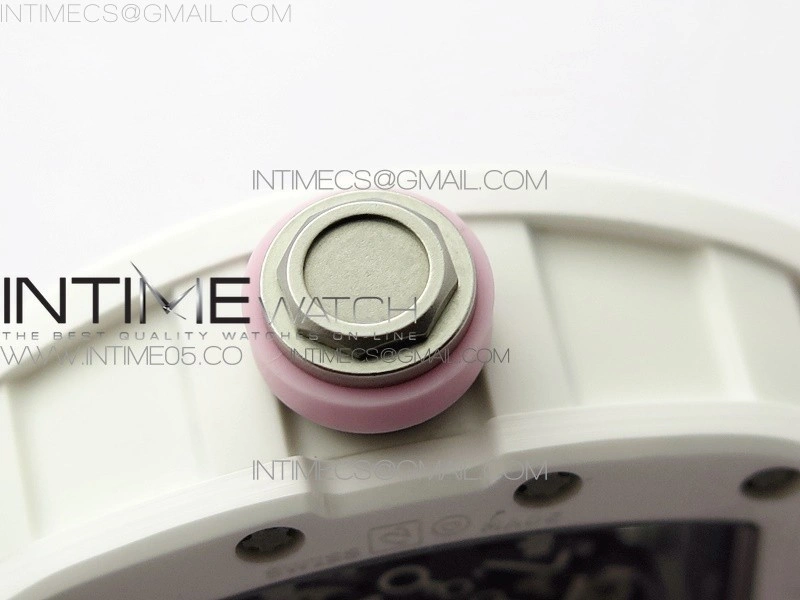 RM055 White Ceramic KVF Best Edition Skeleton Dial on Pink Rubber Strap MIYOTA8215 V3
