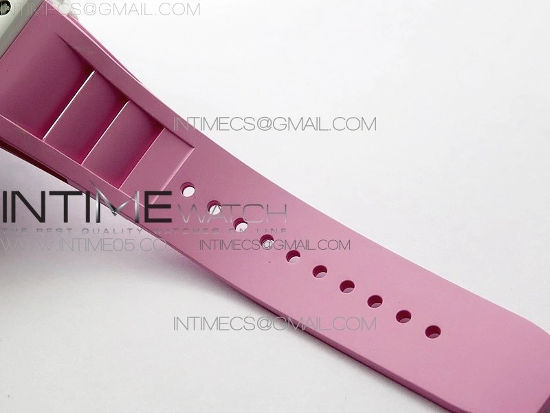 RM055 White Ceramic KVF Best Edition Skeleton Dial on Pink Rubber Strap MIYOTA8215 V3