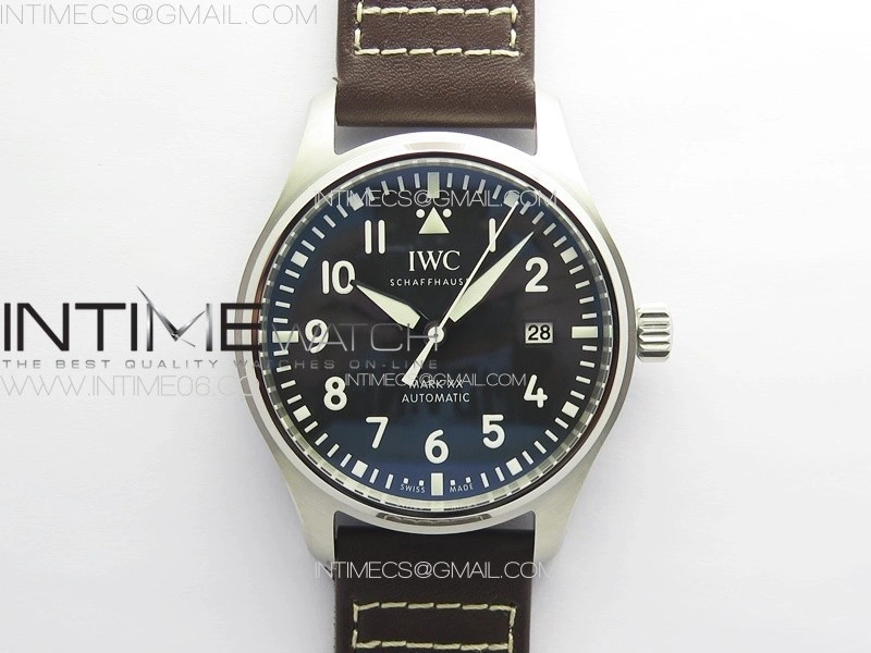 Mark XX IW328201 SS M+F 1:1 Best Edition Black Dial on Brown Leather Strap MIYOTA 9015
