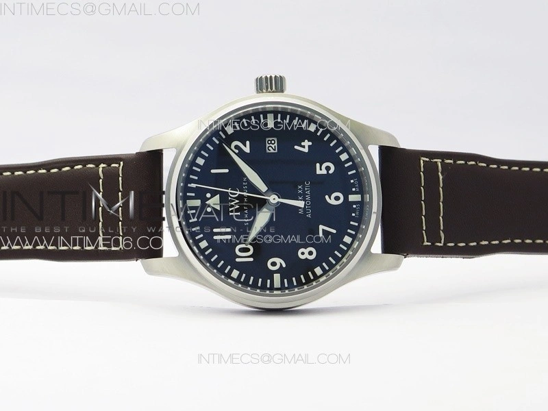 Mark XX IW328201 SS M+F 1:1 Best Edition Black Dial on Brown Leather Strap MIYOTA 9015