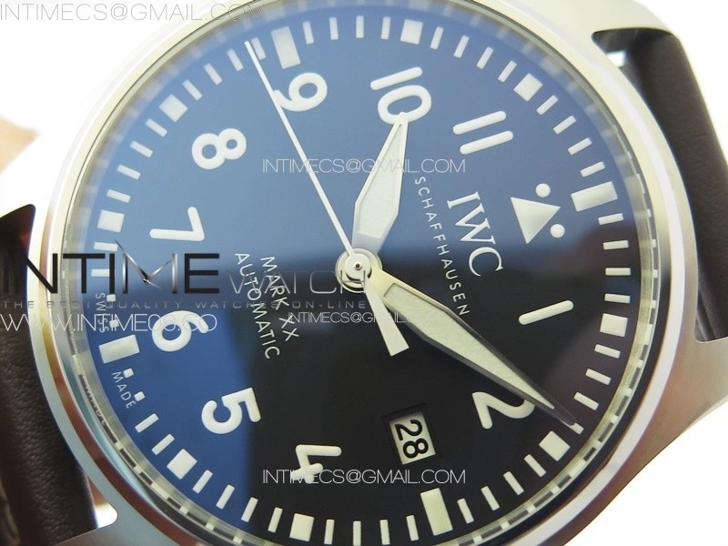 Mark XX IW328201 SS M+F 1:1 Best Edition Black Dial on Brown Leather Strap MIYOTA 9015