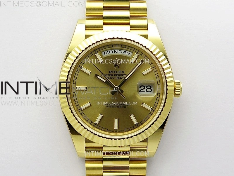 Day Date 228238 40mm 904L YG 1:1 AR+F Best Edition Gold Dial Sticks Markers on YG President Bracelet SA3255