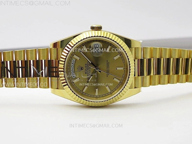 Day Date 228238 40mm 904L YG 1:1 AR+F Best Edition Gold Dial Sticks Markers on YG President Bracelet SA3255