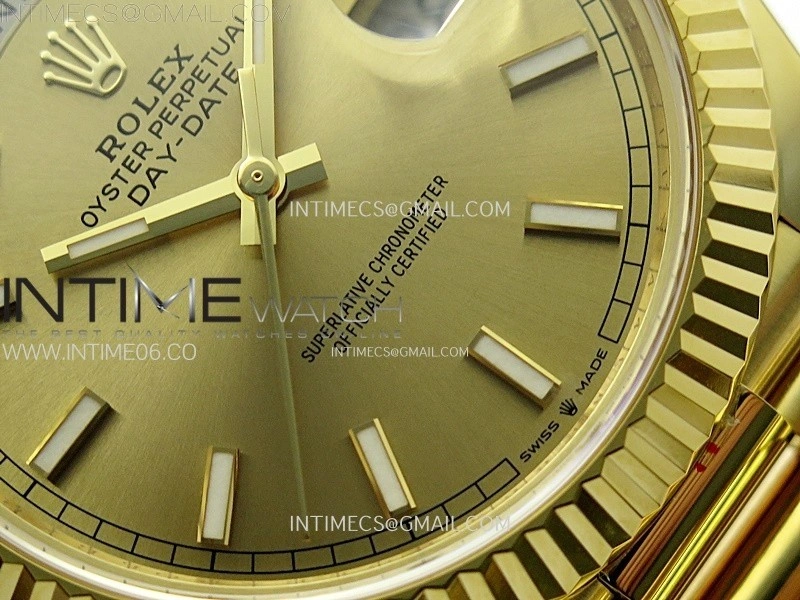 Day Date 228238 40mm 904L YG 1:1 AR+F Best Edition Gold Dial Sticks Markers on YG President Bracelet SA3255