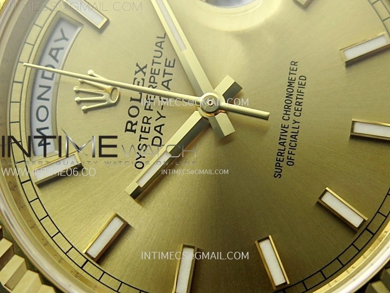 Day Date 228238 40mm 904L YG 1:1 AR+F Best Edition Gold Dial Sticks Markers on YG President Bracelet SA3255