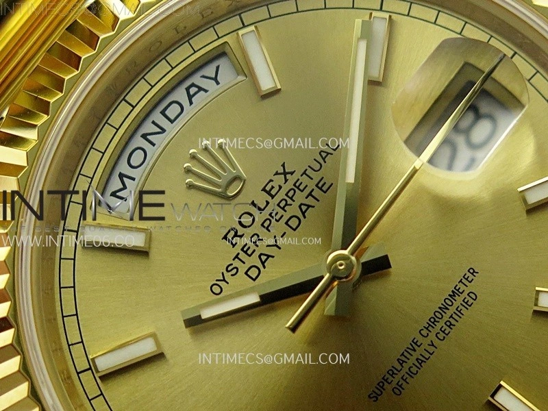 Day Date 228238 40mm 904L YG 1:1 AR+F Best Edition Gold Dial Sticks Markers on YG President Bracelet SA3255