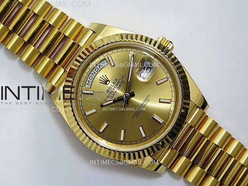 Day Date 228238 40mm 904L YG 1:1 AR+F Best Edition Gold Dial Sticks Markers on YG President Bracelet SA3255