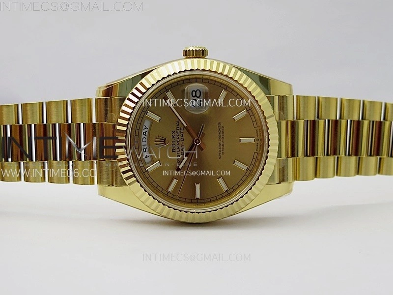 Day Date 228238 40mm 904L YG 1:1 AR+F Best Edition Gold Dial Sticks Markers on YG President Bracelet SA3255