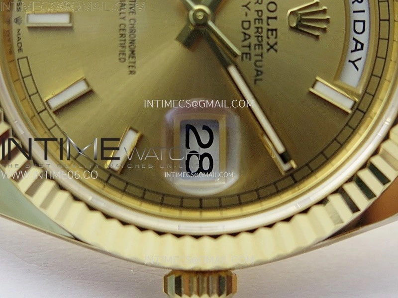 Day Date 228238 40mm 904L YG 1:1 AR+F Best Edition Gold Dial Sticks Markers on YG President Bracelet SA3255