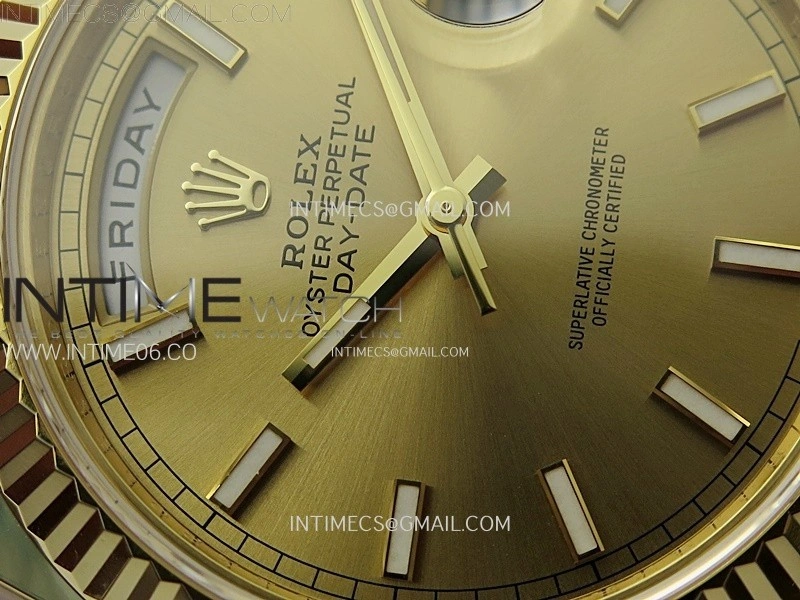 Day Date 228238 40mm 904L YG 1:1 AR+F Best Edition Gold Dial Sticks Markers on YG President Bracelet SA3255