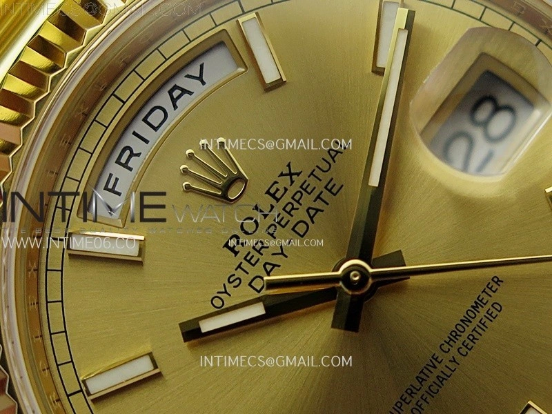 Day Date 228238 40mm 904L YG 1:1 AR+F Best Edition Gold Dial Sticks Markers on YG President Bracelet SA3255