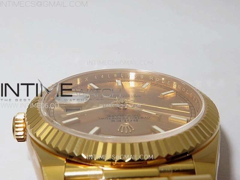 Day Date 228238 40mm 904L YG 1:1 AR+F Best Edition Gold Dial Sticks Markers on YG President Bracelet SA3255