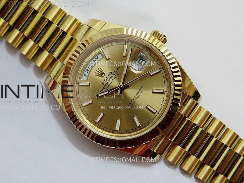 Day Date 228238 40mm 904L YG 1:1 AR+F Best Edition Gold Dial Sticks Markers on YG President Bracelet SA3255