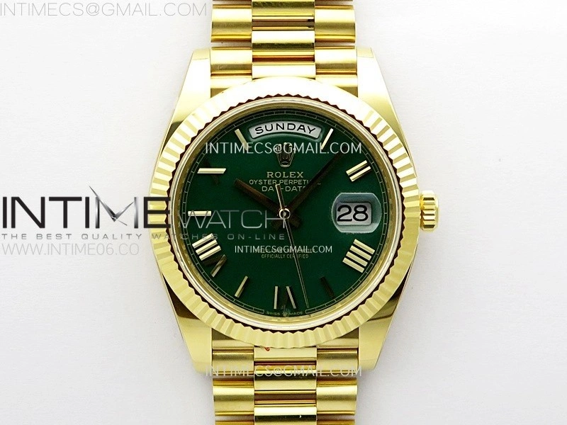 Day Date 228238 40mm 904L YG 1:1 AR+F Best Edition Green Dial Roman Markers on YG President Bracelet SA3255