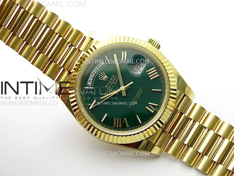 Day Date 228238 40mm 904L YG 1:1 AR+F Best Edition Green Dial Roman Markers on YG President Bracelet SA3255