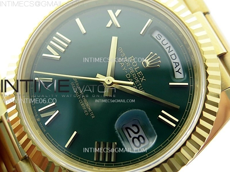 Day Date 228238 40mm 904L YG 1:1 AR+F Best Edition Green Dial Roman Markers on YG President Bracelet SA3255