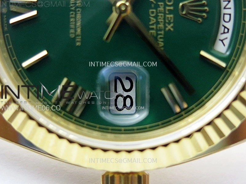 Day Date 228238 40mm 904L YG 1:1 AR+F Best Edition Green Dial Roman Markers on YG President Bracelet SA3255