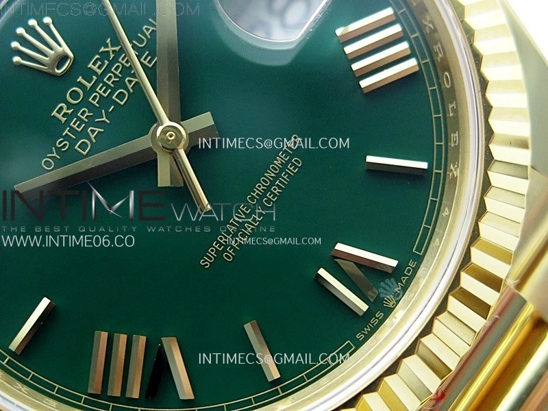 Day Date 228238 40mm 904L YG 1:1 AR+F Best Edition Green Dial Roman Markers on YG President Bracelet SA3255